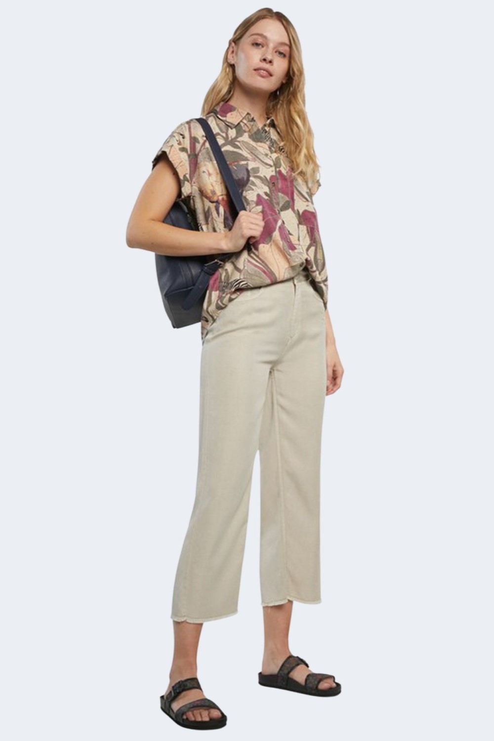 Pantaloni cropped in due tonalità da donna